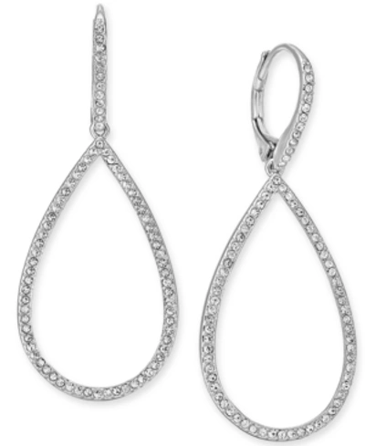 Shop Eliot Danori Pave Open Drop Earrings, Created For Macy's In Rhodium