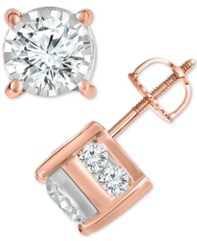 Shop Trumiracle Diamond Stud Earrings (1-1/2 Ct. T.w.) In 14k White, Yellow Or Rose Gold