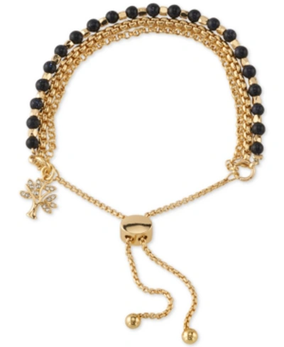 Shop Unwritten Blue Stone Crystal Tree Bolo Bracelet In Gold-tone Plated And Silver Plated