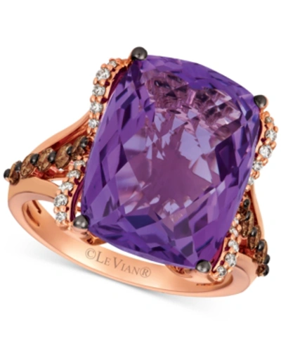 Shop Le Vian Grape Amethyst (9-3/4 Ct. T.w.) & Diamond (5/8 Ct. T.w.) Ring In 14k Rose Gold