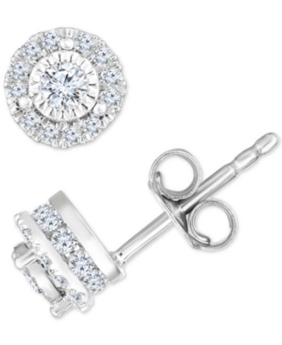 Shop Trumiracle Diamond Halo Stud Earrings (1/2 Ct. T.w.) In 14k White Gold