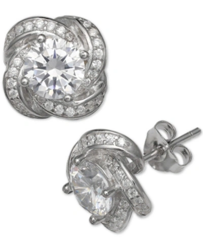 Shop Giani Bernini Cubic Zirconia Love Knot Stud Earrings, Created For Macy's In Silver