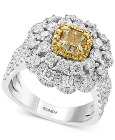 Shop Effy Collection Limited Edition! Effy Hematian Diamond (3 Ct. T.w.) Statement Ring In 18k Gold And White Gold In Yellow & White Diamond/white Gold