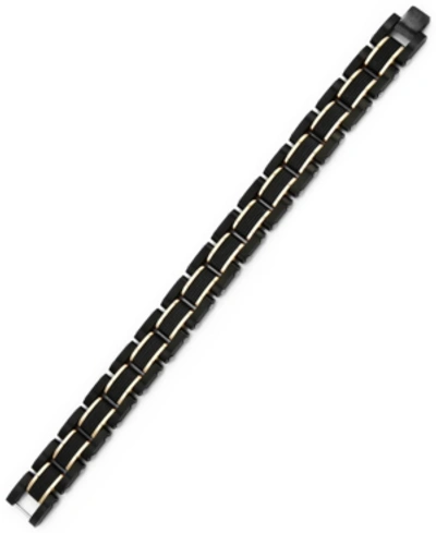 Shop Sutton By Rhona Sutton Sutton Stainless Steel Black And Rose Gold Link Bracelet