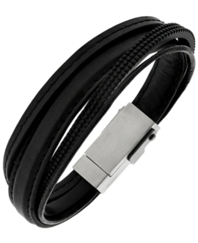 Shop Sutton By Rhona Sutton Sutton Multi-strand Leather And Lightening Cable Bracelet With Usb Clasp In Black