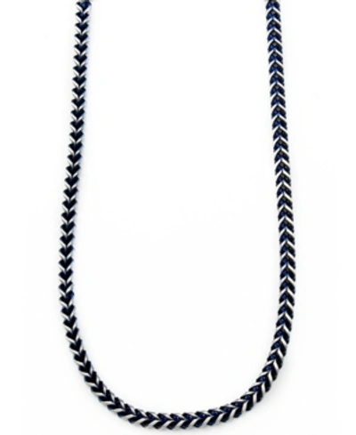 Shop Sutton By Rhona Sutton Sutton Stainless Steel Blue-tone Chain Necklace In Navy