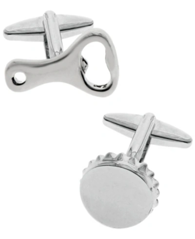 Rhona Sutton Sutton Silver-tone Bottle Opener And Cap Cufflinks In Silver