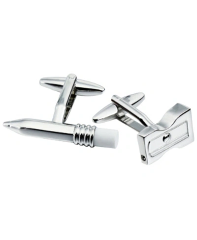 Rhona Sutton Sutton Silver-tone Pencil And Sharpener Cufflinks In Silver