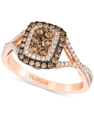 Shop Le Vian Chocolatier Diamond Halo Ring (5/8 Ct. T.w.) In 14k Rose Gold