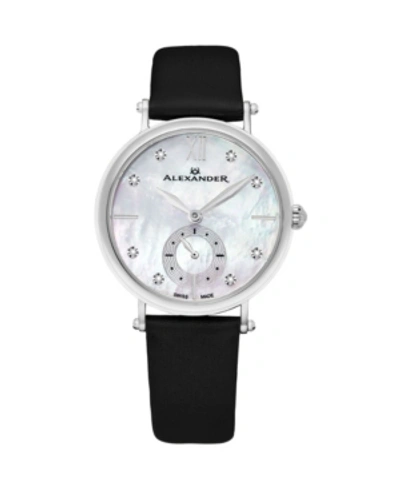 Shop Stuhrling Alexander Watch Ad201-01, Ladies Quartz Small-second Watch With Stainless Steel Case On Black Satin 