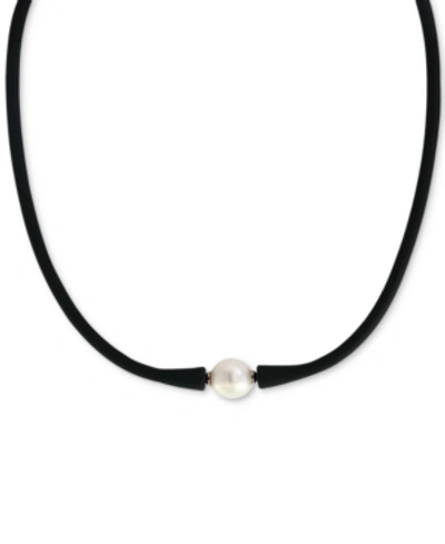 Effy Collection Effy Cultured Freshwater Pearl (11mm) Black Silicone 14" Choker Necklace (also Available In Light Bl In Black