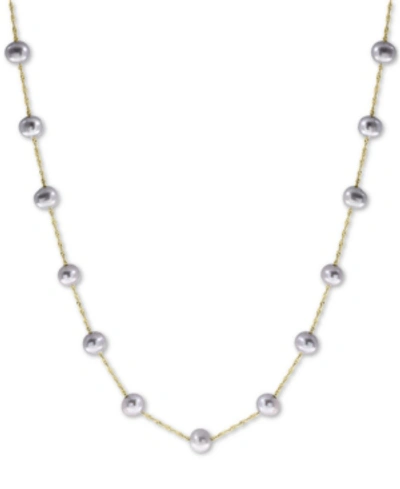 Shop Effy Collection Effy Gray Cultured Freshwater Pearl (5-1/2mm) 18" Collar Necklace In 14k White Gold