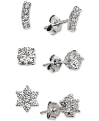 Shop Giani Bernini Cubic Zirconia 3-piece Stud Earring Set In Sterling Silver, Created For Macy's