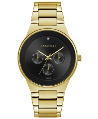 Shop Caravelle Designed By Bulova Designed By Bulova Men's Diamond-accent Gold-tone Stainless Steel Bracelet Watch 