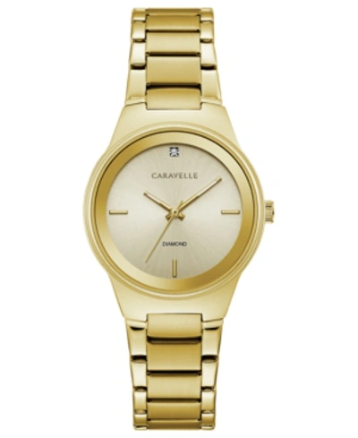 Shop Caravelle Designed By Bulova Women's Diamond-accent Gold-tone Stainless Steel Bracelet Watch 30mm