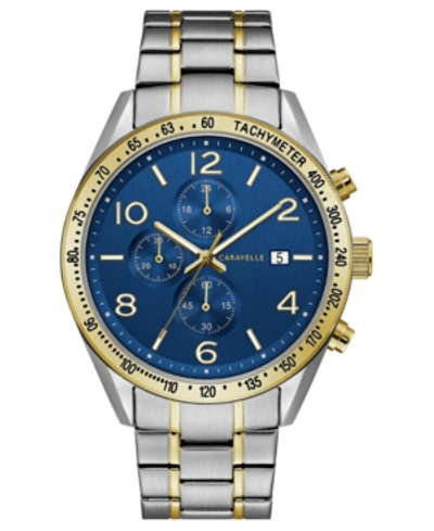 Shop Caravelle Designed By Bulova Men's Chronograph Two-tone Stainless Steel Bracelet Watch 44mm