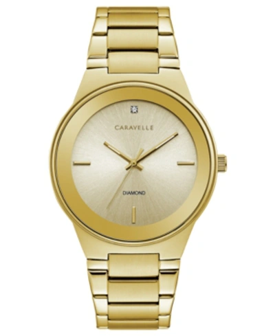 Shop Caravelle Designed By Bulova Men's Diamond-accent Gold-tone Stainless Steel Bracelet Watch 40mm