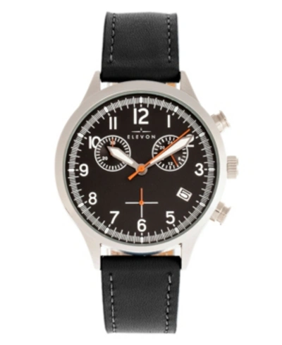 Shop Elevon Men's Antoine Chronograph Genuine Leather Strap Watch 44mm In Black