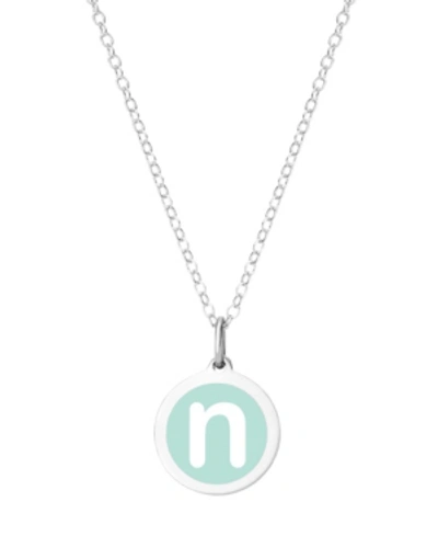 Shop Auburn Jewelry Mini Initial Pendant Necklace In Sterling Silver And Mint Enamel, 16" + 2" Extender In Mint-n
