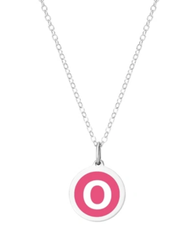 Shop Auburn Jewelry Mini Initial Pendant Necklace In Sterling Silver And Hot Pink Enamel, 16" + 2" Extender In Hot Pink-o