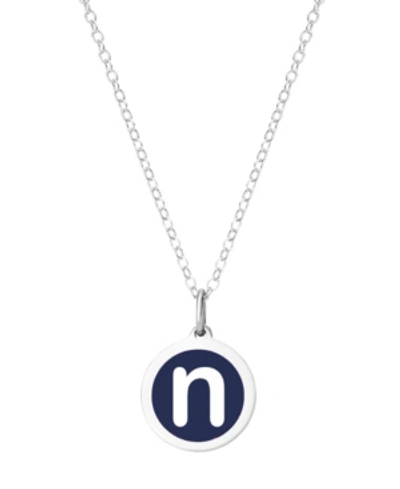 Shop Auburn Jewelry Mini Initial Pendant Necklace In Sterling Silver And Navy Enamel, 16" + 2" Extender In Navy-n