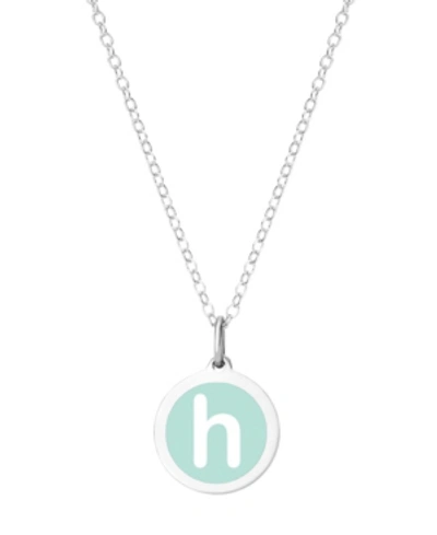 Shop Auburn Jewelry Mini Initial Pendant Necklace In Sterling Silver And Mint Enamel, 16" + 2" Extender In Mint-h
