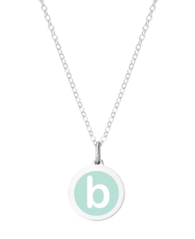 Shop Auburn Jewelry Mini Initial Pendant Necklace In Sterling Silver And Mint Enamel, 16" + 2" Extender In Mint-b