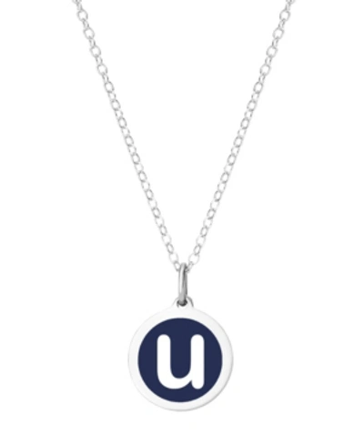 Shop Auburn Jewelry Mini Initial Pendant Necklace In Sterling Silver And Navy Enamel, 16" + 2" Extender In Navy-u