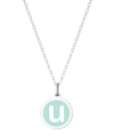 Shop Auburn Jewelry Mini Initial Pendant Necklace In Sterling Silver And Mint Enamel, 16" + 2" Extender In Mint-u