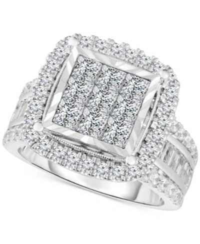 Shop Trumiracle Diamond Halo Cluster Engagement Ring (3 Ct. T.w.) In 10k White Gold