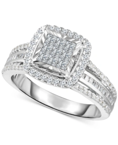 Trumiracle Diamond Halo Cluster Engagement Ring (1 Ct. T.w.) In 10k White Gold In White Gold