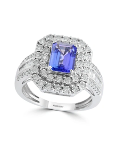 Shop Effy Collection Effy Sapphire (1-1/2 Ct. T.w) And Diamond (1/2 Ct. T.w) Ring In 14k White Gold (also Available In Ta In Tanzanite