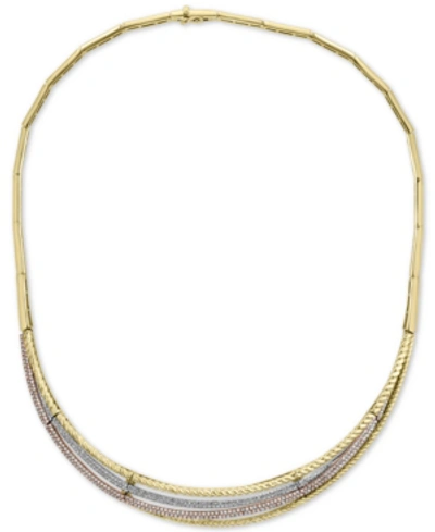 Shop Effy Collection Effy Diamond Tri-color 16" Statement Necklace (2 Ct. T.w.) In 14k Gold, 14k White Gold And 14k Rose  In Yellow/white/rose Gold