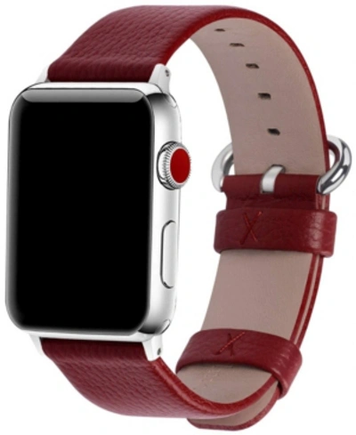 Shop Nimitec Women's Solid Color Leather Apple Watch Strap 42mm In Burgundy