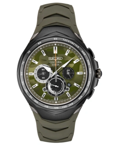 Shop Seiko Men's Solar Chronograph Coutura Green Silicone Bracelet Watch 45.5mm