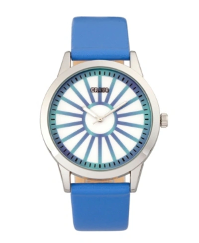 Shop Crayo Unisex Electric Blue Leatherette Strap Watch 41mm