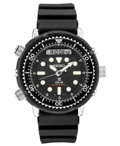 Seiko Men's Solar Analog-digital Prospex Divers Black Silicone Strap Watch 47.8mm In Black