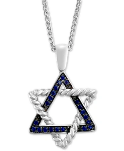 Shop Effy Collection Effy Sapphire Star Of David 18" Pendant Necklace (1/3 Ct. T.w.) In Sterling Silver
