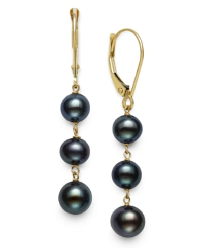 Shop Belle De Mer White Cultured Freshwater Pearl (5-8 Mm) Leverback Earrings In 14k Yellow Gold. Also Available In Bl In Black