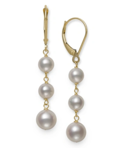 Shop Belle De Mer White Cultured Freshwater Pearl (5-8 Mm) Leverback Earrings In 14k Yellow Gold. Also Available In Bl