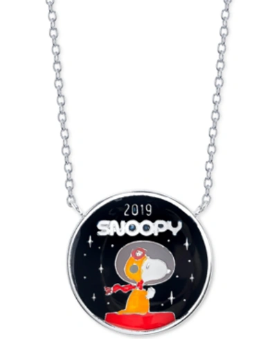 Shop Peanuts Unwritten Astronaut Snoopy Pendant Necklace In Fine Silver-plate, 16" + 2" Extender