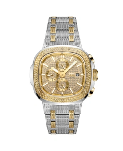 Shop Jbw Men's Diamond (1/5 Ct. T.w.) Watch In 18k Gold-plated Two-tone Stainless-steel Watch 48mm In Silver-tone