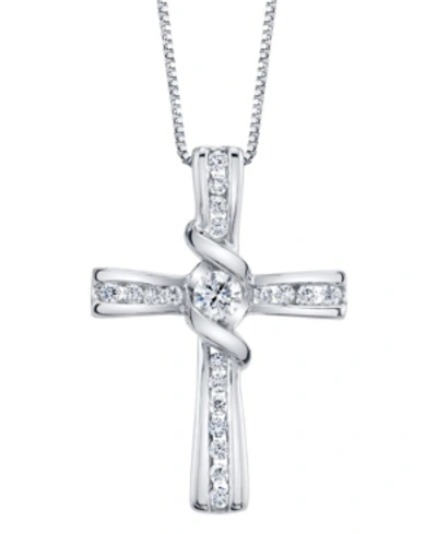 Shop Sirena Diamond (1/3 Ct. T.w.) Cross Pendant In 14k White Gold