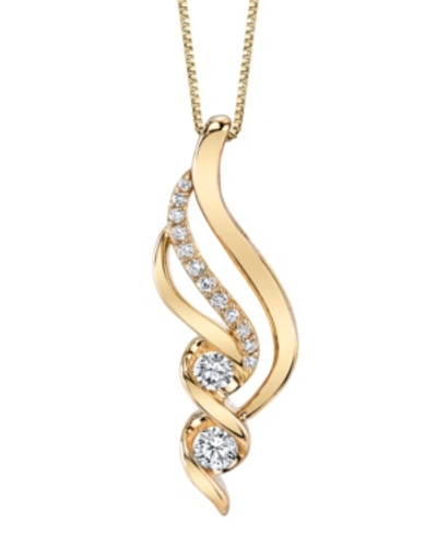 Shop Sirena Diamond (3/8 Ct. T.w.) Swirl Pendant In 14k Yellow Gold