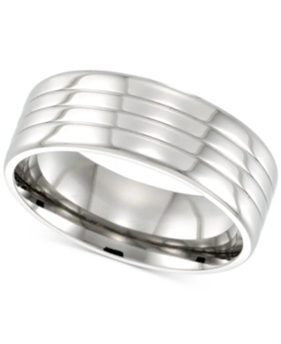 Legacy For Men By Simone I. Smith Textured Ring In Stainless Steel In Stainless Steel