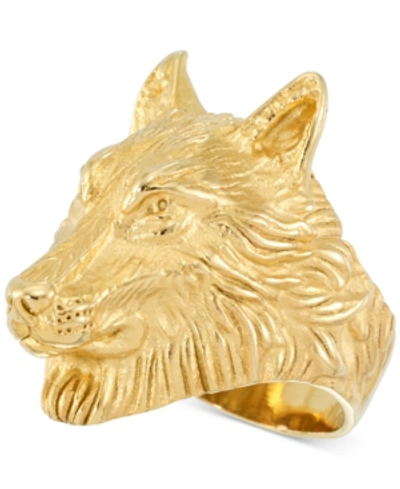 Shop Legacy For Men By Simone I. Smith Men's Wolf Ring In Yellow Ion-plated Stainless Steel In Gold Tone