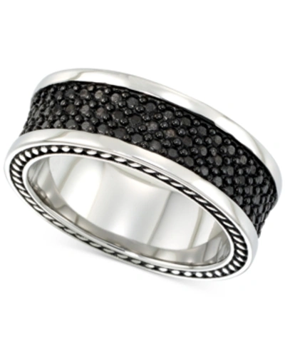 Shop Legacy For Men By Simone I. Smith Men's' Black Ion-plated Ring In Stainless Steel