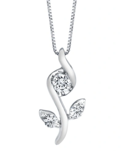 Shop Sirena 1/0 Ct. T.w.diamond Rose Pendant In 14k White, Yellow Or Rose Gold In White Gold