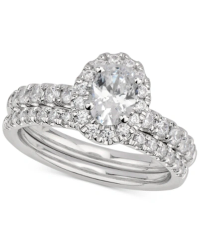 Gia Certified Diamonds Gia Certified Oval Diamond Bridal Set (1-1/2 Ct. T.w.) In 14k White Gold In White Gold
