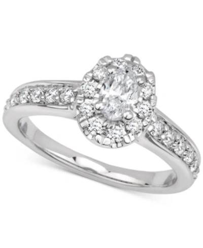 Shop Gia Certified Diamonds Gia Certified Diamond Oval Halo Engagement Ring (1 Ct. T.w.) In 14k White Gold